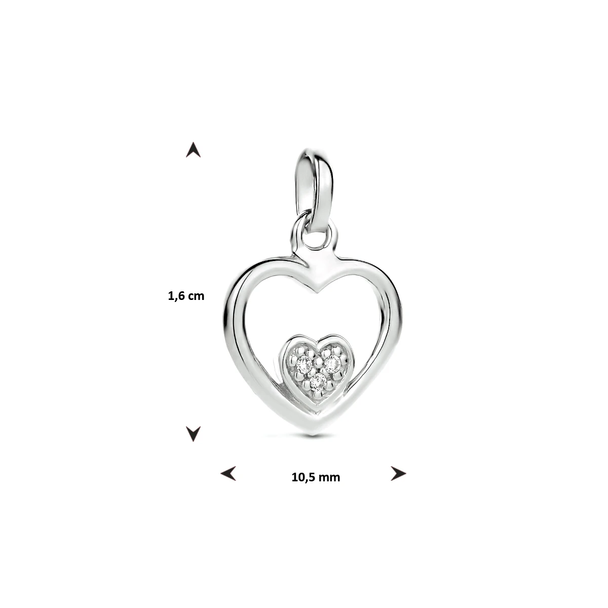 hanger hart zirkonia zilver gerhodineerd