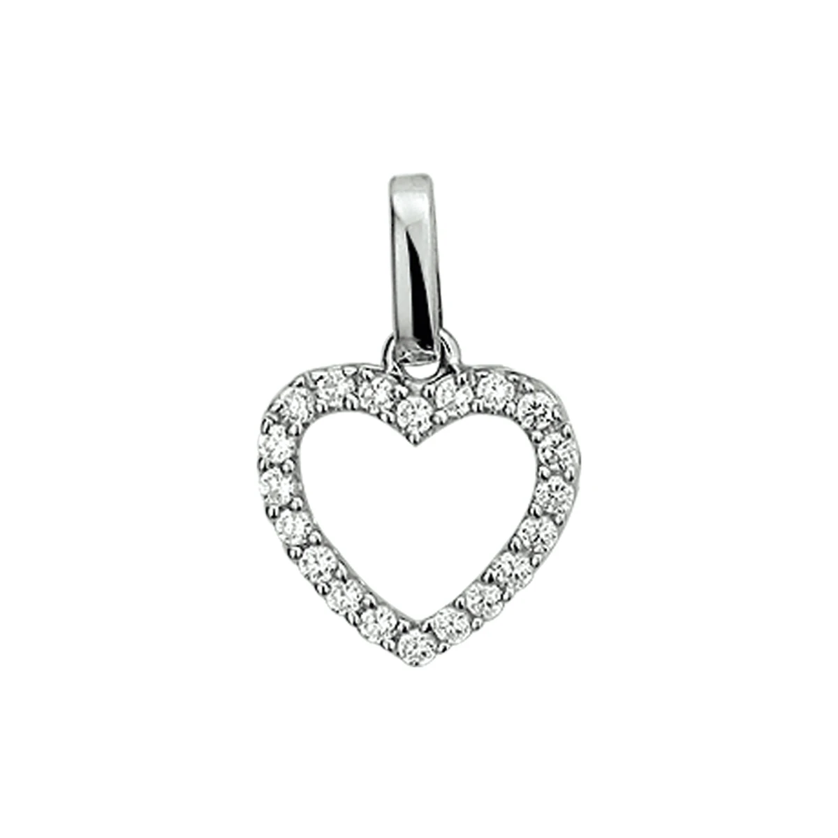 hanger hart zirkonia zilver gerhodineerd