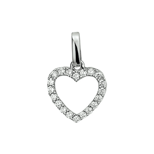 hanger hart zirkonia zilver gerhodineerd