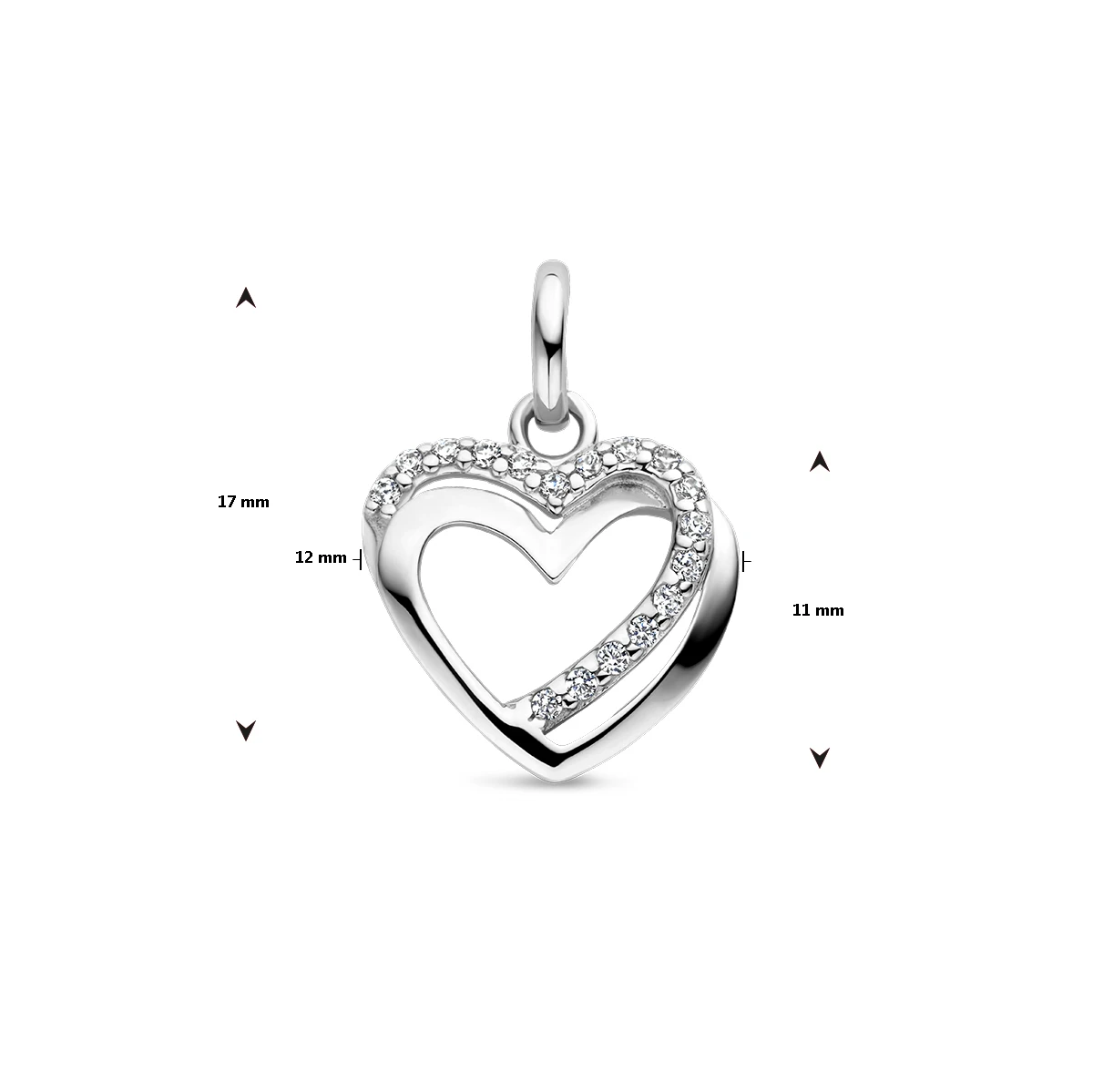 hanger hart zirkonia zilver gerhodineerd