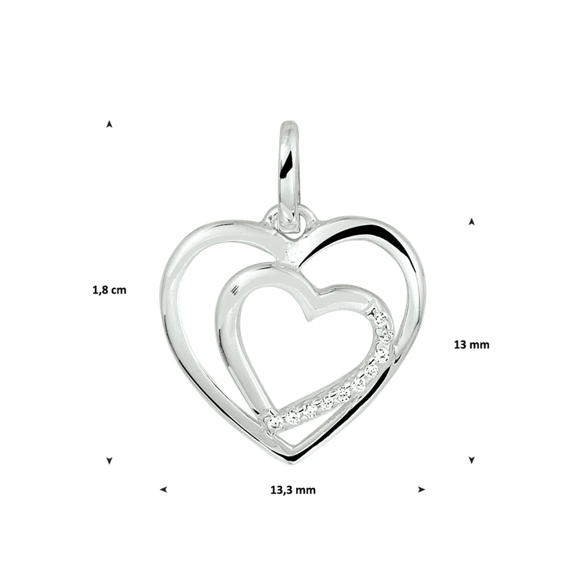 hanger hart zirkonia zilver gerhodineerd