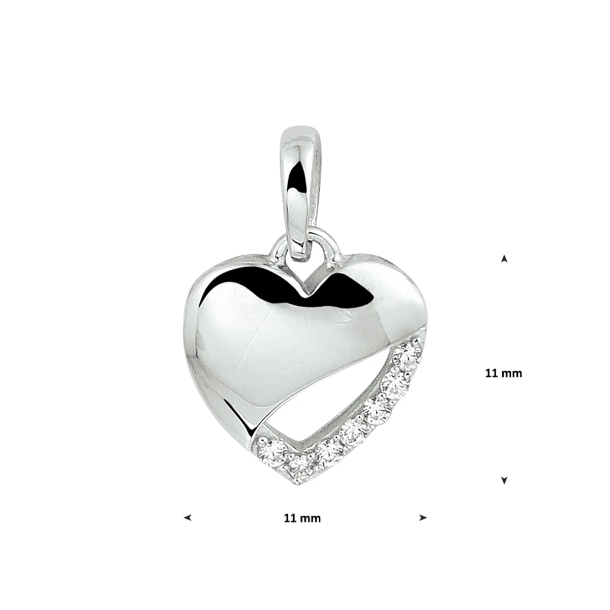 hanger hart zirkonia zilver gerhodineerd