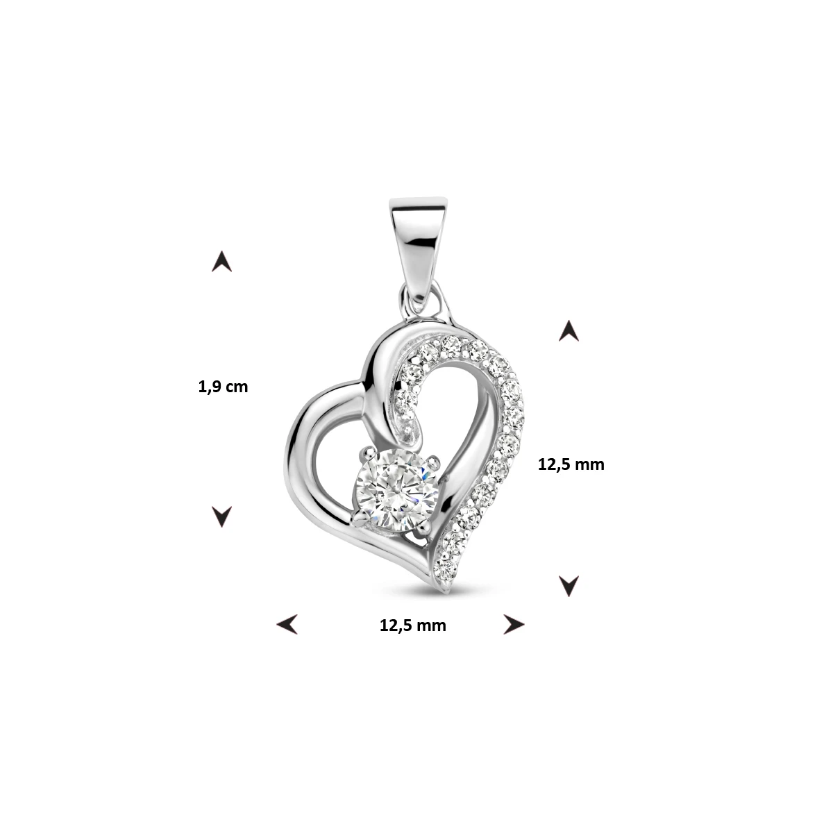 hanger hart zirkonia zilver gerhodineerd