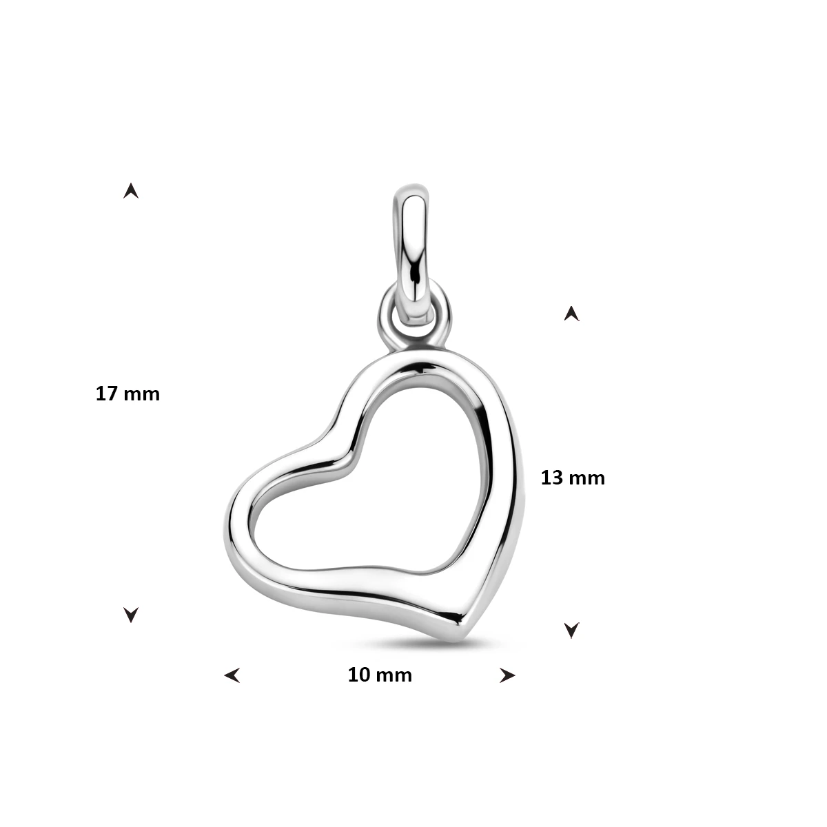 hanger hartje 10 mm zilver gerhodineerd