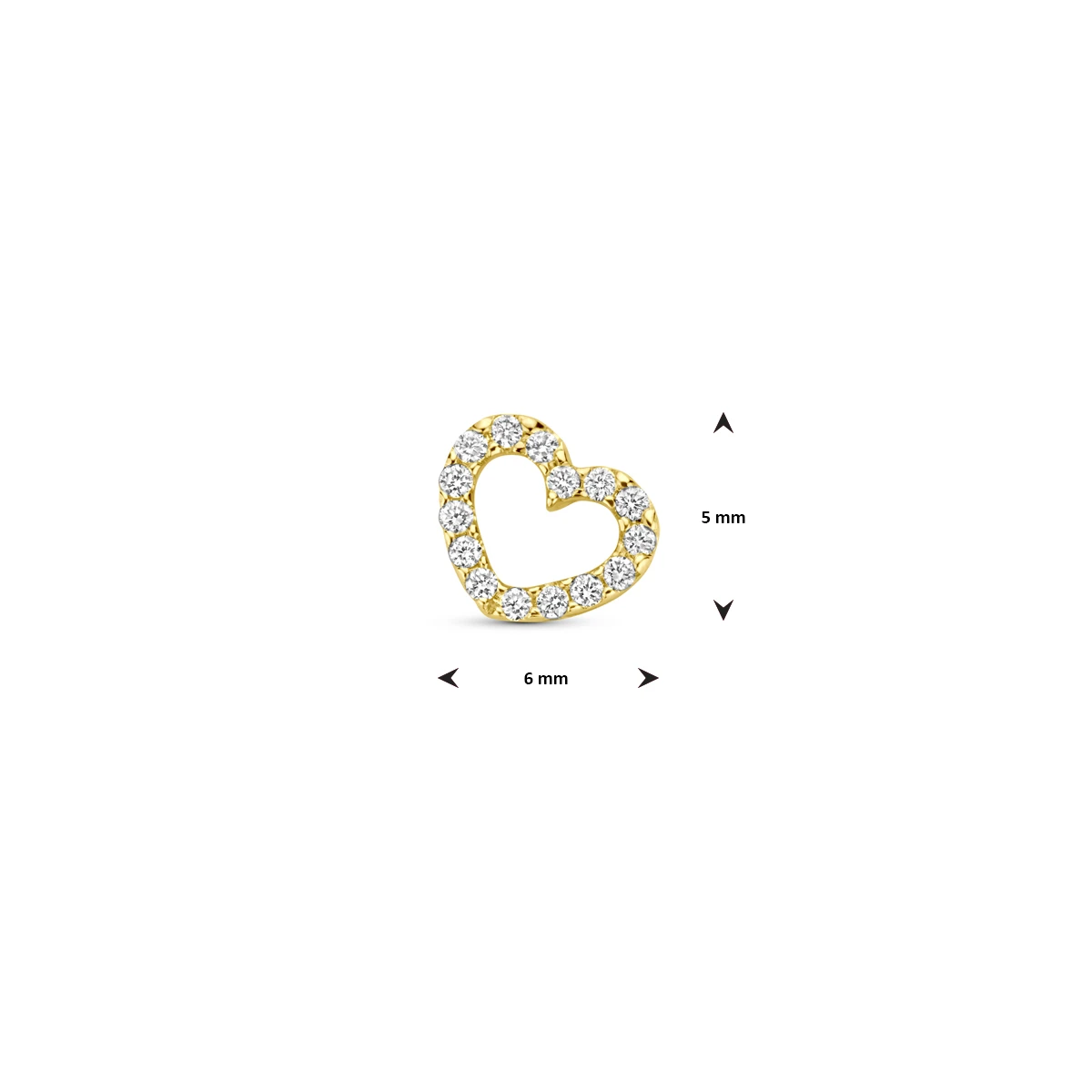 hanger hartje diamant 0.04ct h si 5 mm 14K geelgoud