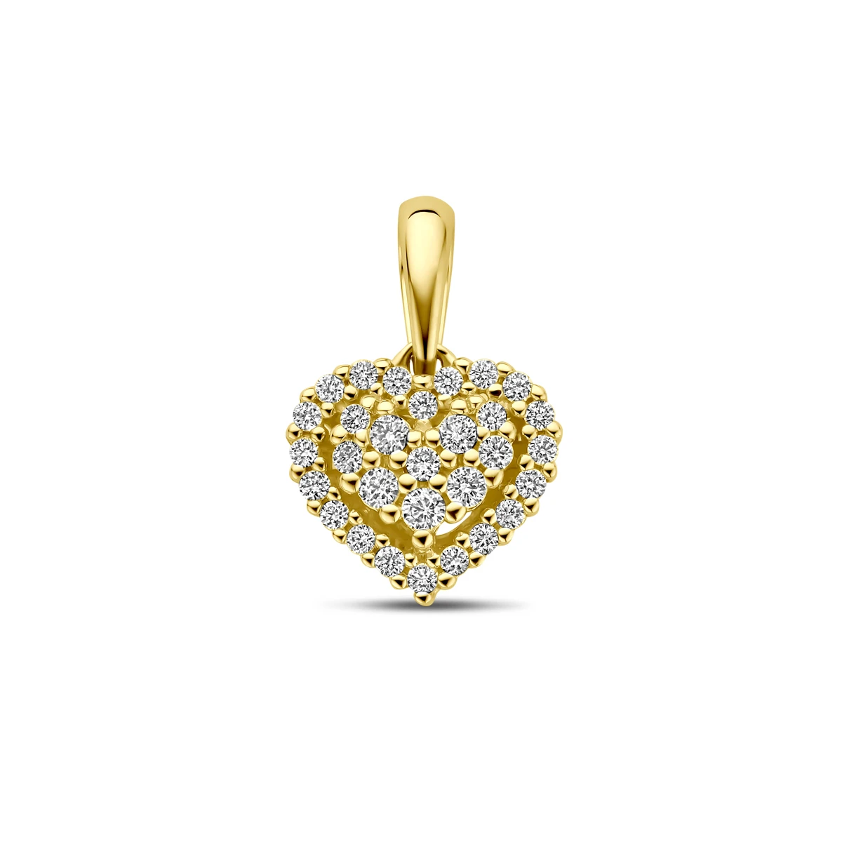 hanger hartje diamant 0.15ct h si 13 mm 14K geelgoud