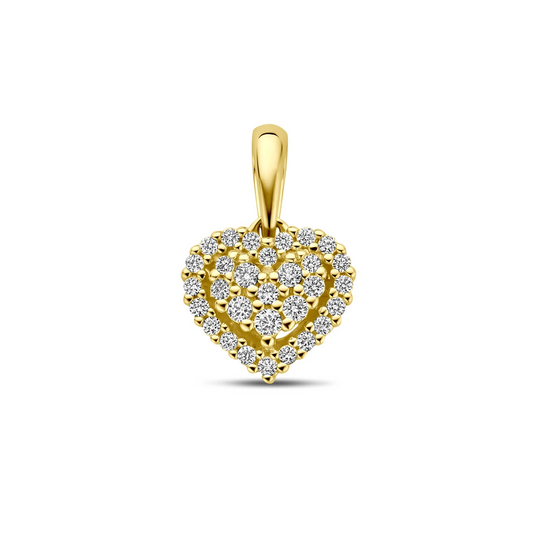 hanger hartje diamant 0.15ct h si 13 mm 14K geelgoud