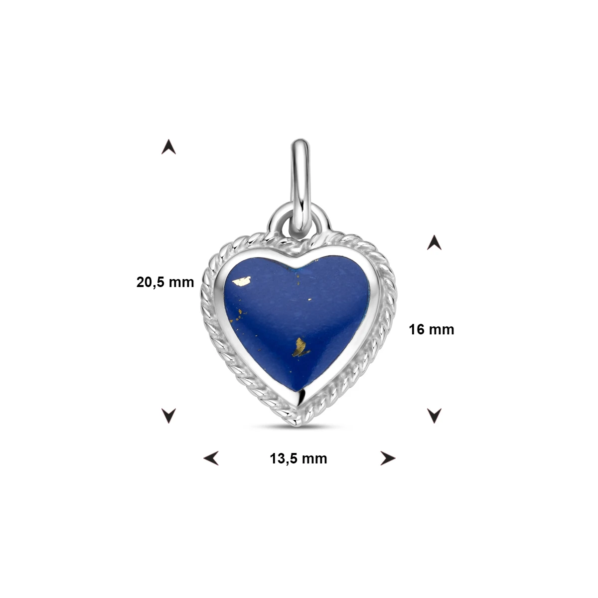 hanger hartje lapis zilver gerhodineerd
