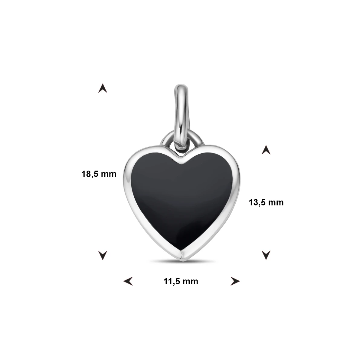 hanger hartje onyx zilver gerhodineerd