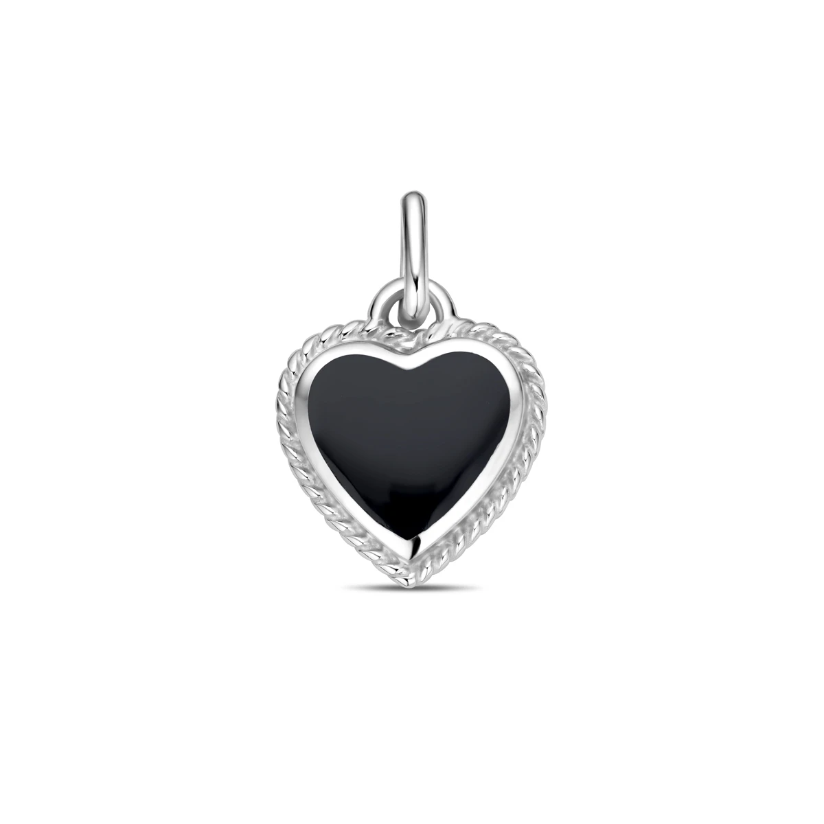 hanger hartje onyx zilver gerhodineerd