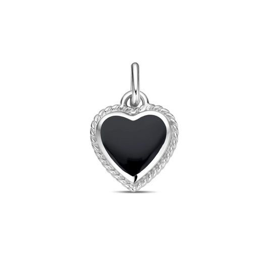 hanger hartje onyx zilver gerhodineerd