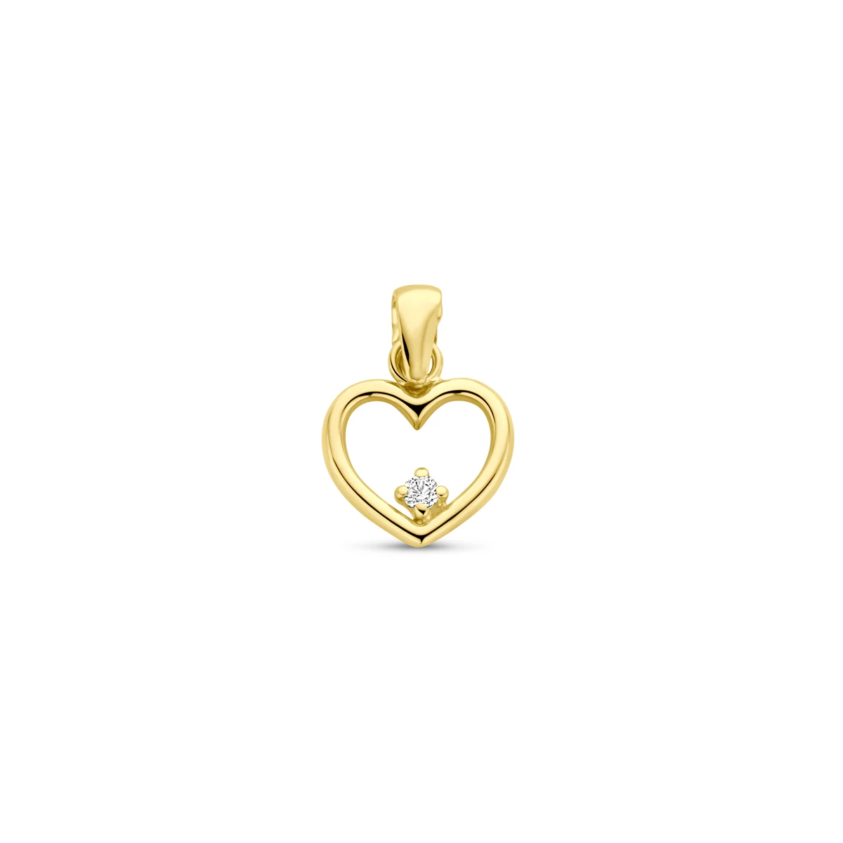 hanger hartje zirkonia 13 mm 14K geelgoud