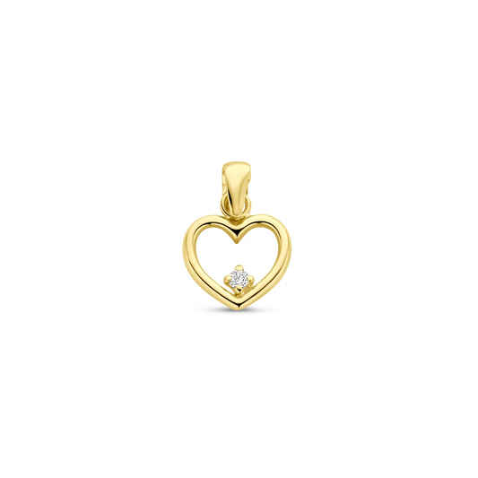 hanger hartje zirkonia 13 mm 14K geelgoud