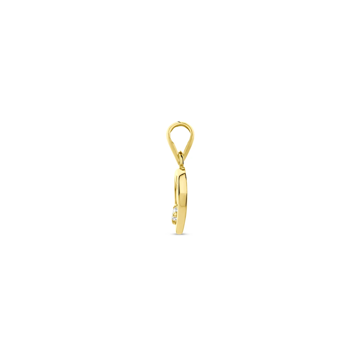 hanger hartje zirkonia 13 mm 14K geelgoud