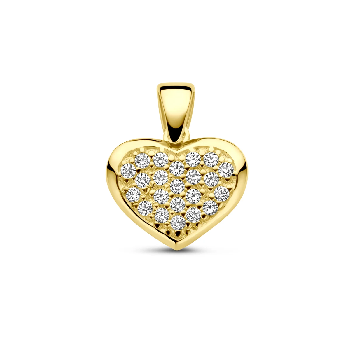 hanger hartje zirkonia 14 mm 14K geelgoud