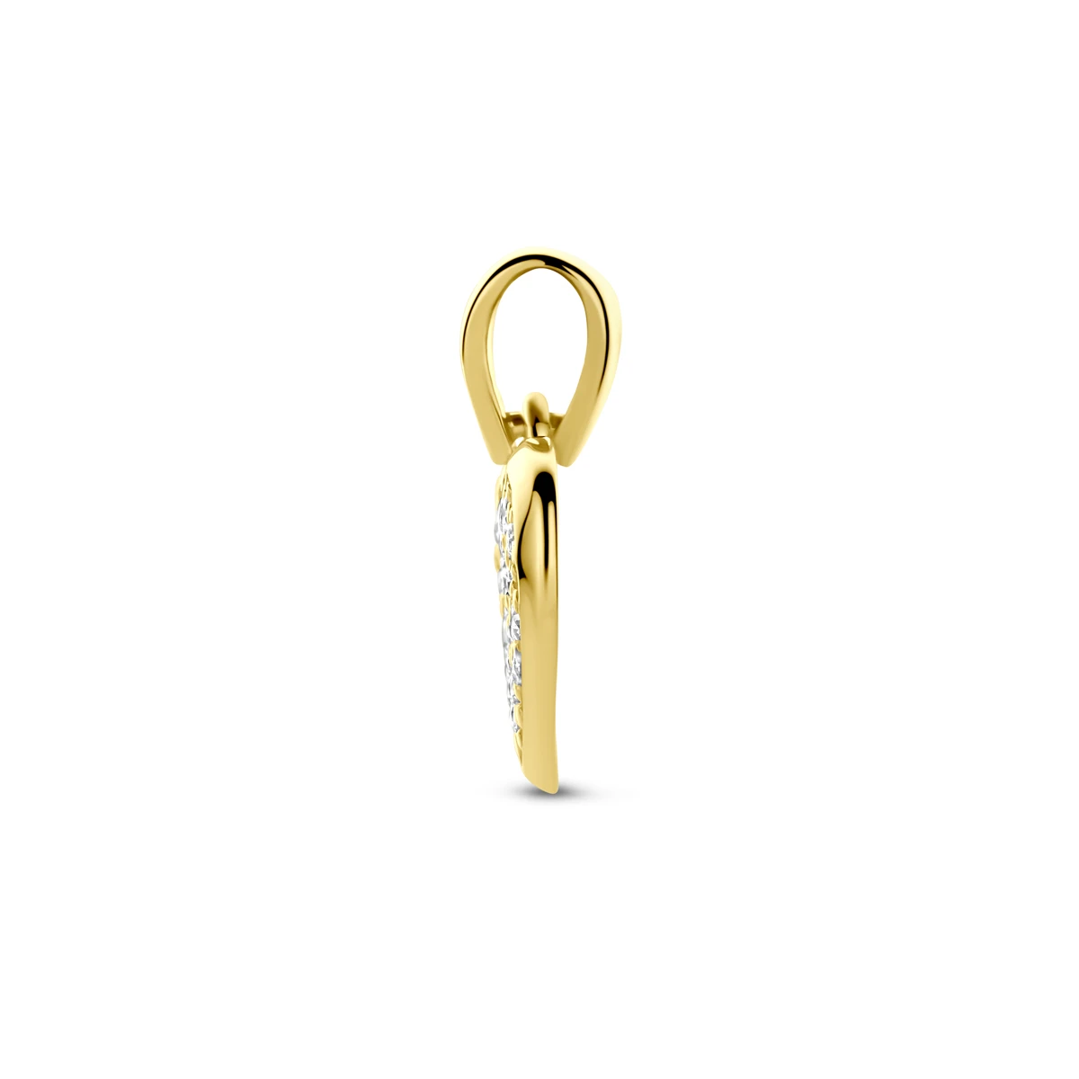 hanger hartje zirkonia 14 mm 14K geelgoud
