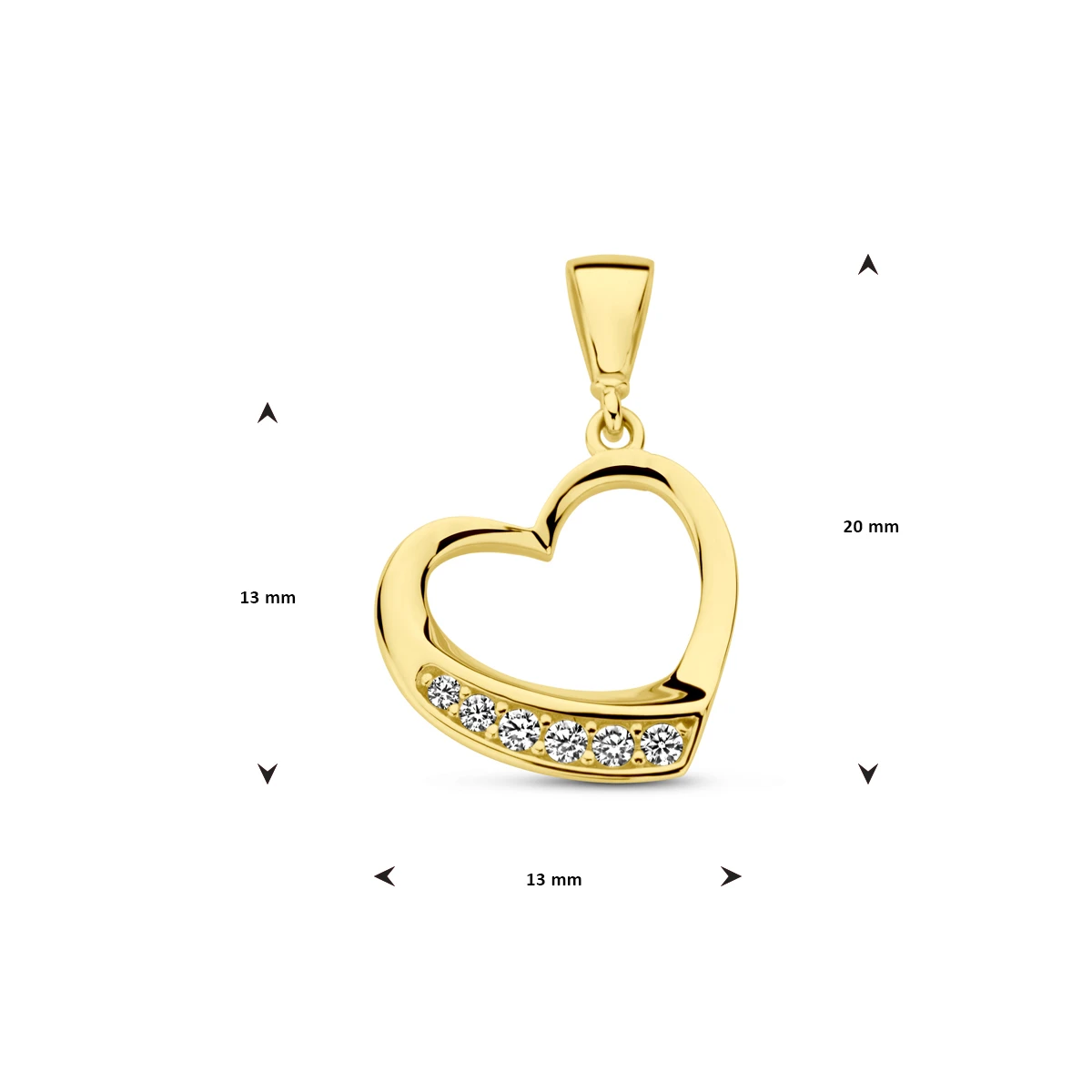 hanger hartje zirkonia 14K geelgoud