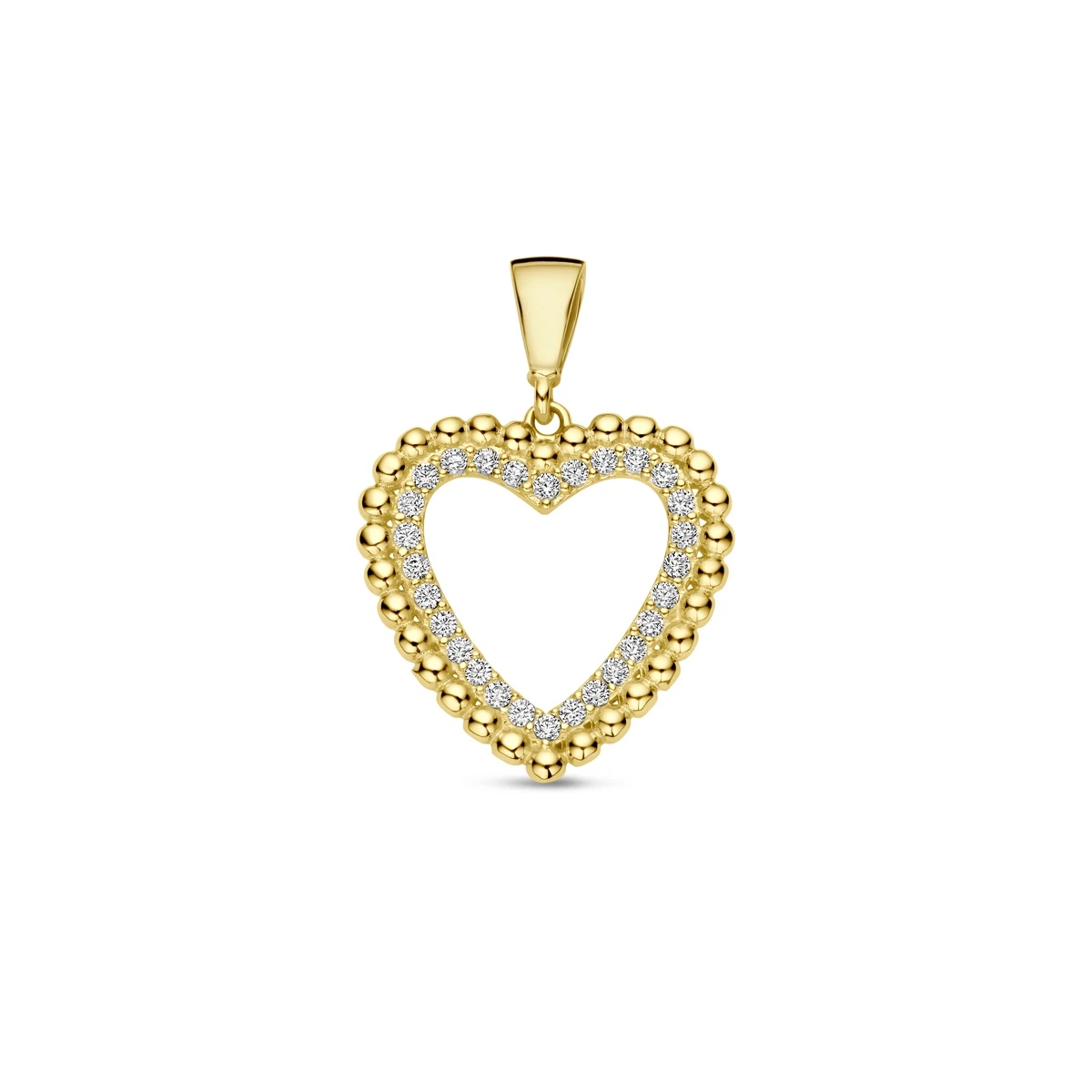 hanger hartje zirkonia 14K geelgoud