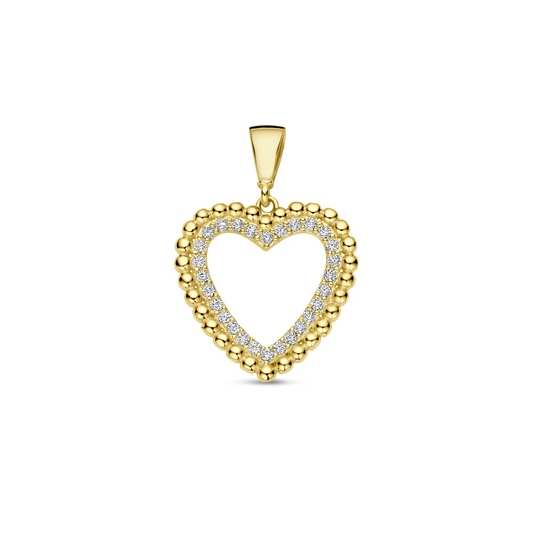hanger hartje zirkonia 14K geelgoud