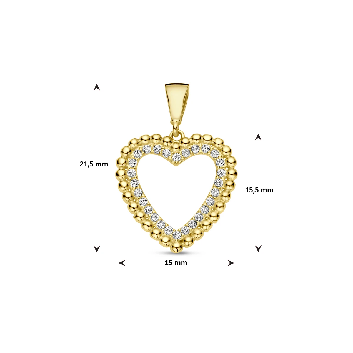 hanger hartje zirkonia 14K geelgoud