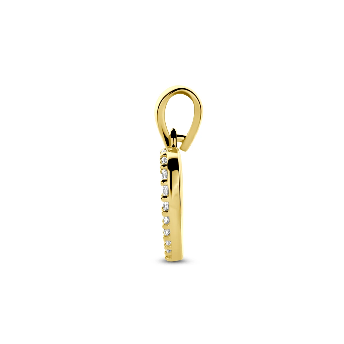 hanger hartje zirkonia 15 mm 14K geelgoud