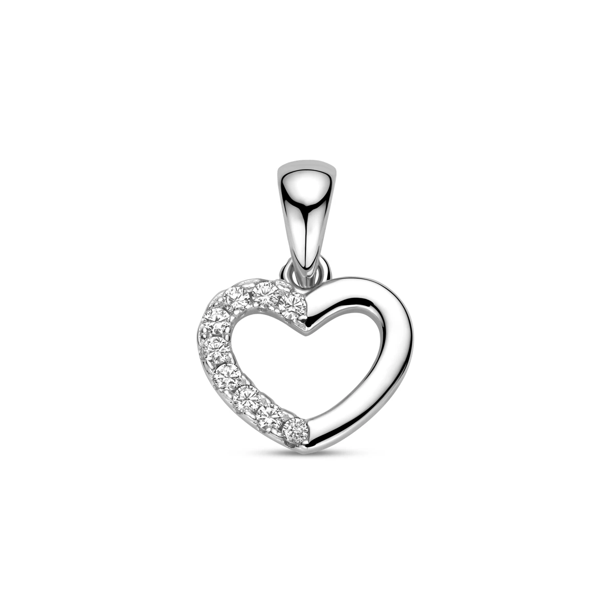 hanger hartje zirkonia 10 mm zilver gerhodineerd