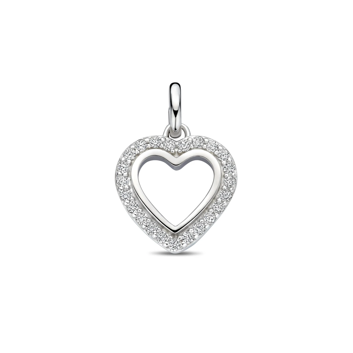 hanger hartje zirkonia 12 mm zilver gerhodineerd