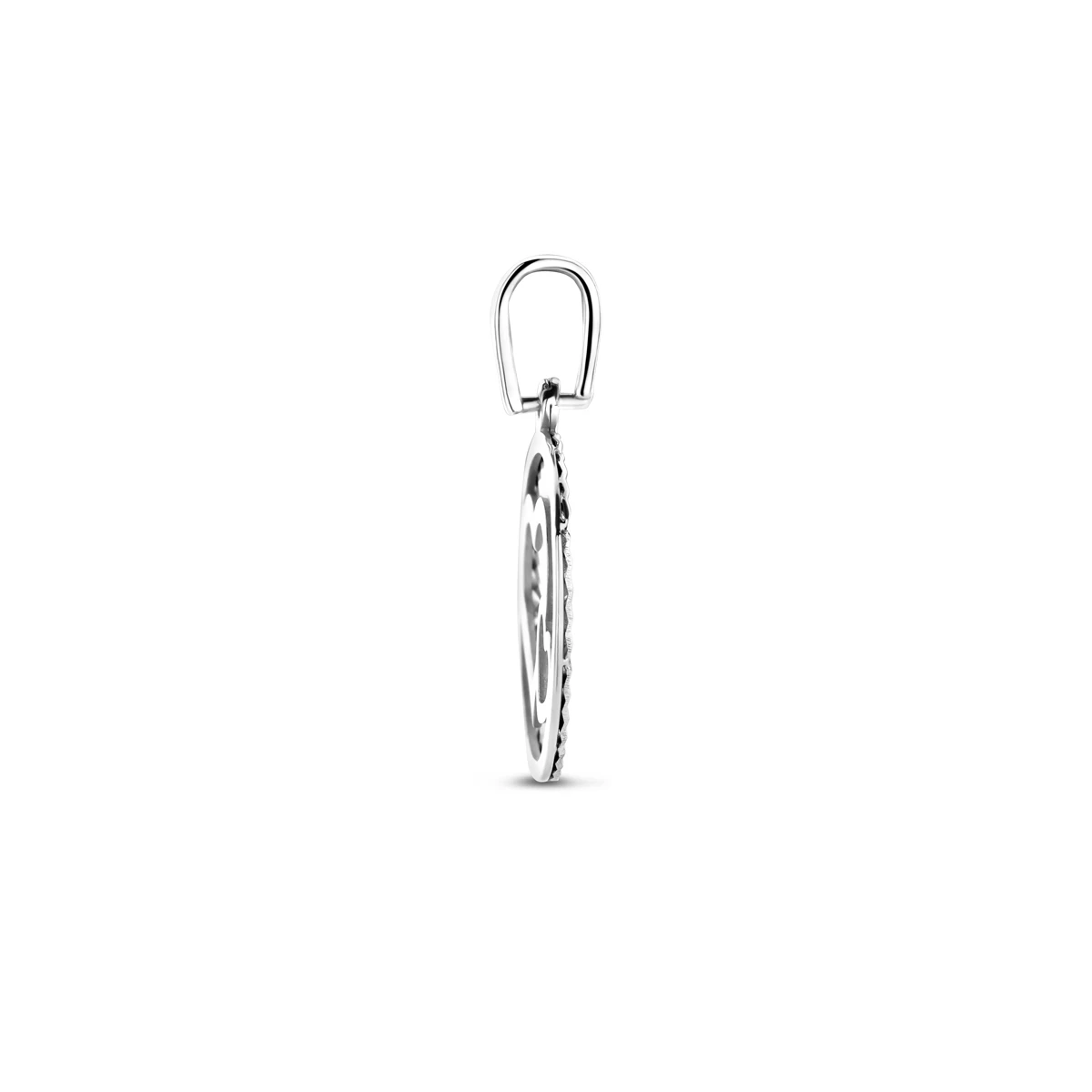hanger hartjes gediamanteerd 19 mm zilver gerhodineerd