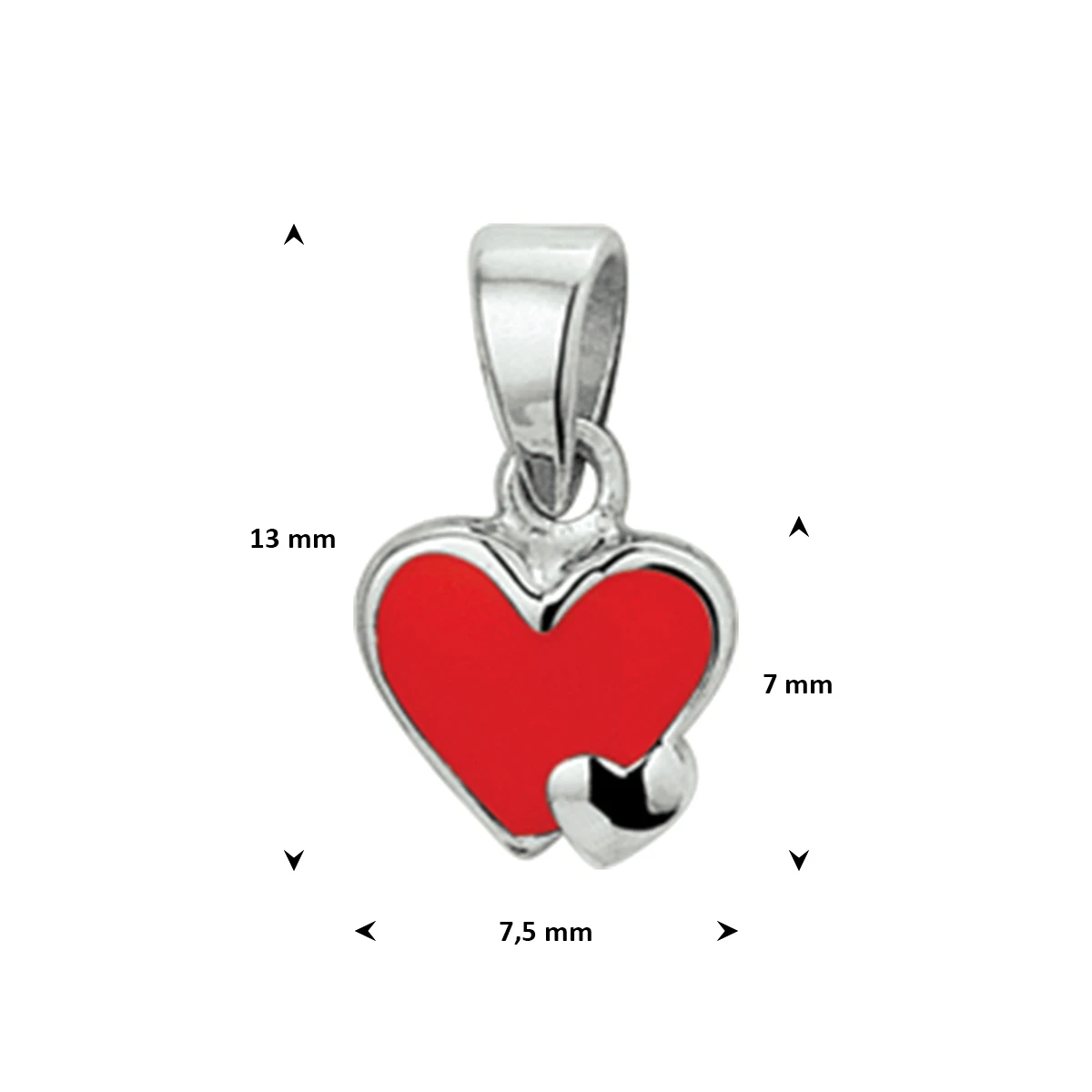 hanger hartjes zilver gerhodineerd