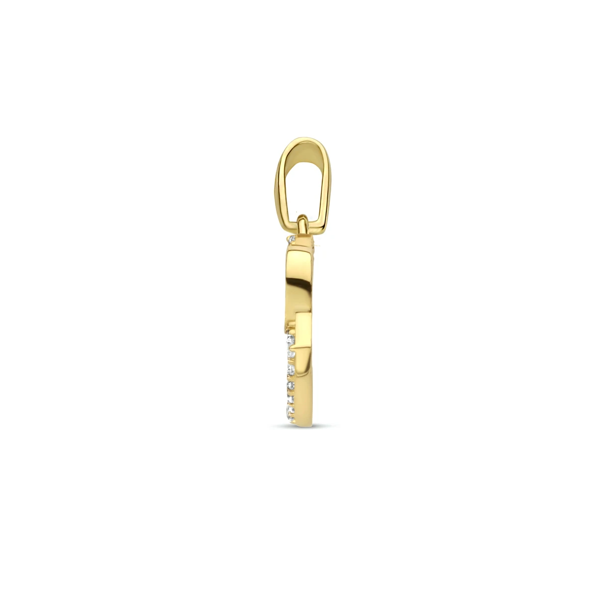 hanger hartjes zirkonia 14K geelgoud