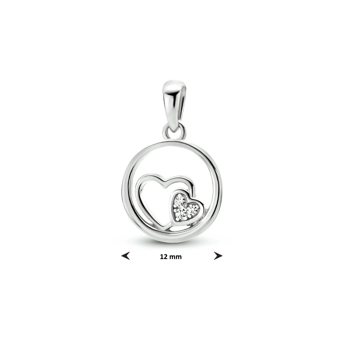 hanger hartjes zirkonia zilver gerhodineerd