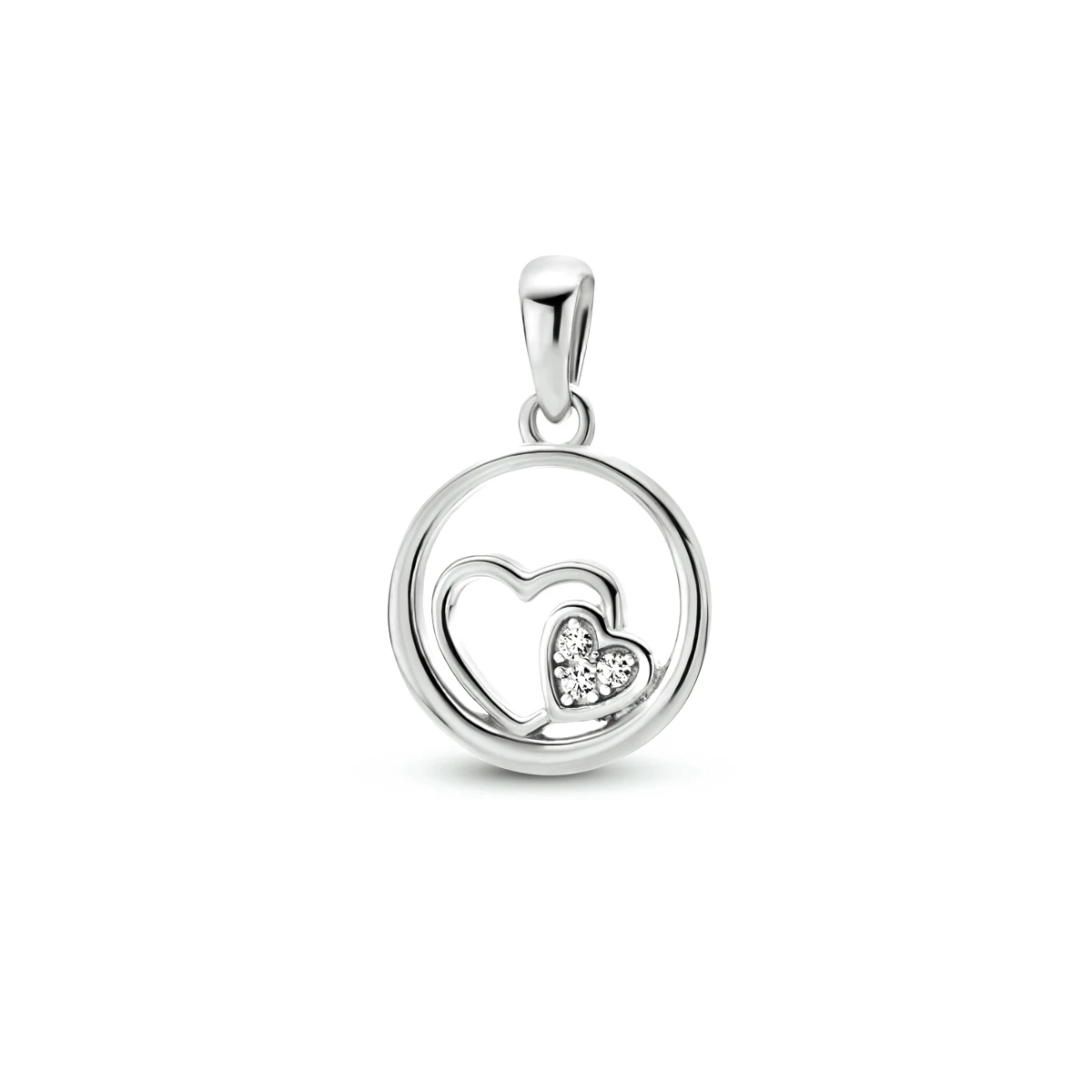 hanger hartjes zirkonia zilver gerhodineerd