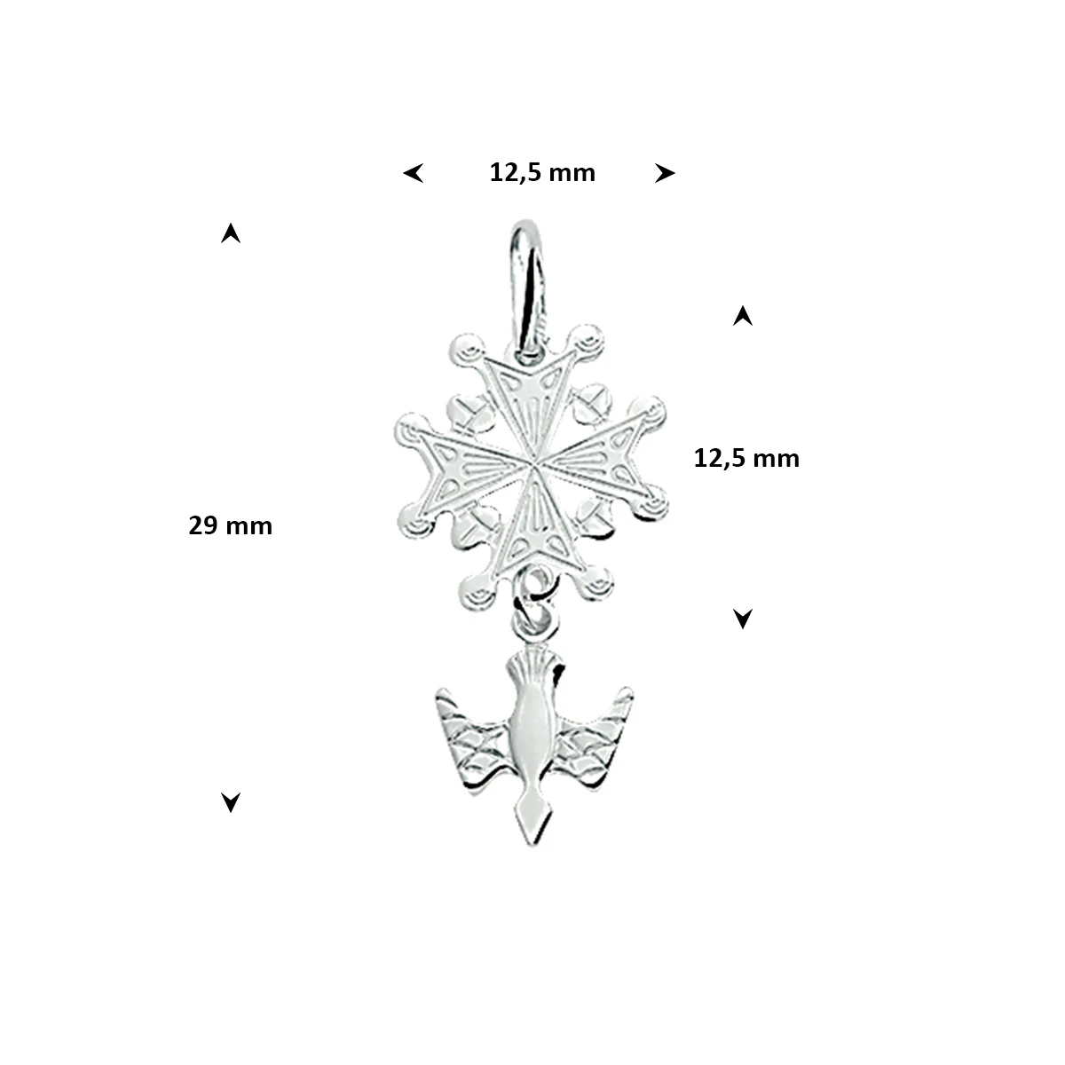 hanger hugenoot gediamanteerd zilver wit
