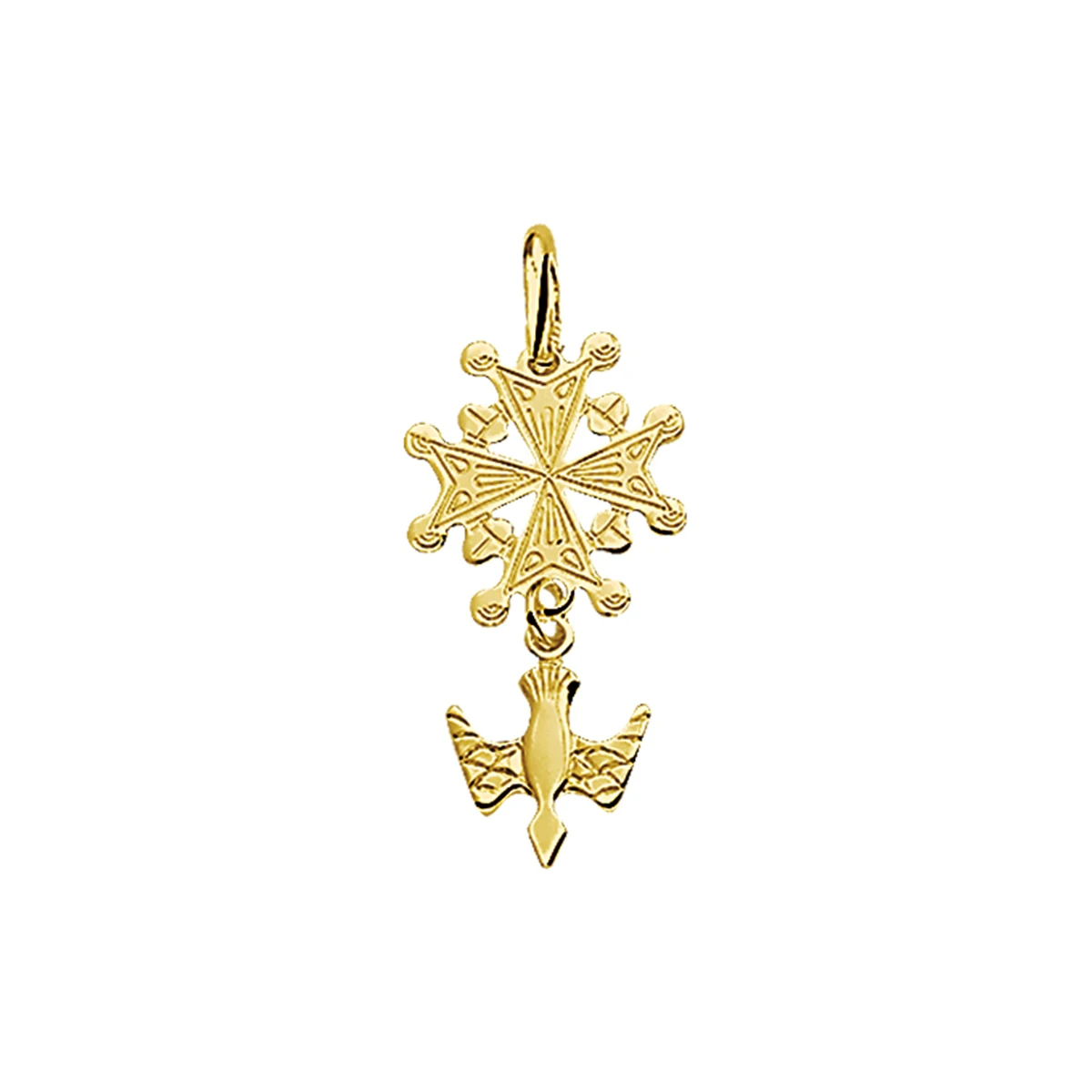 hanger hugenotenkruis 29 mm 14K geelgoud