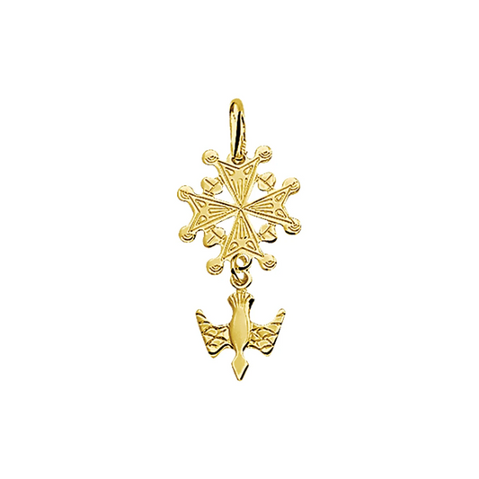 hanger hugenotenkruis 29 mm 14K geelgoud