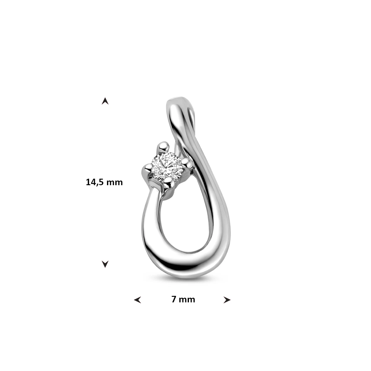 hanger infinity zirkonia 14,5 mm zilver gerhodineerd