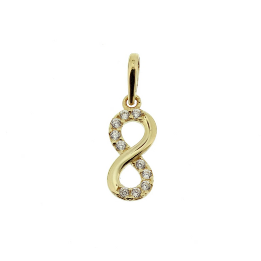 hanger infinity zirkonia 10 mm 14K geelgoud