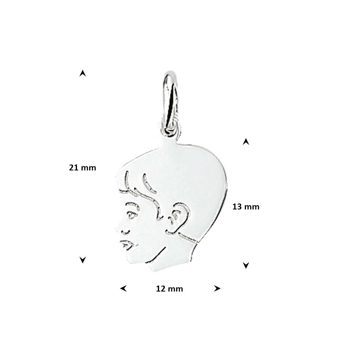 hanger jongen 12 mm zilver wit
