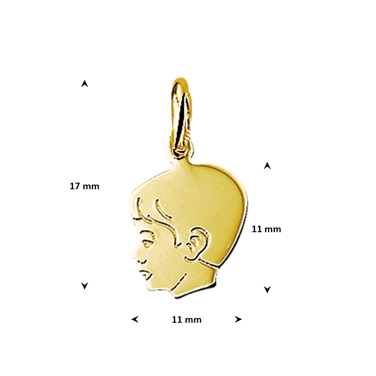 hanger jongen 14 x 10,5 mm 14K geelgoud