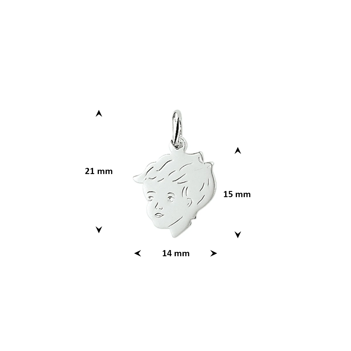 hanger jongen 14 x 17,5 mm zilver gerhodineerd