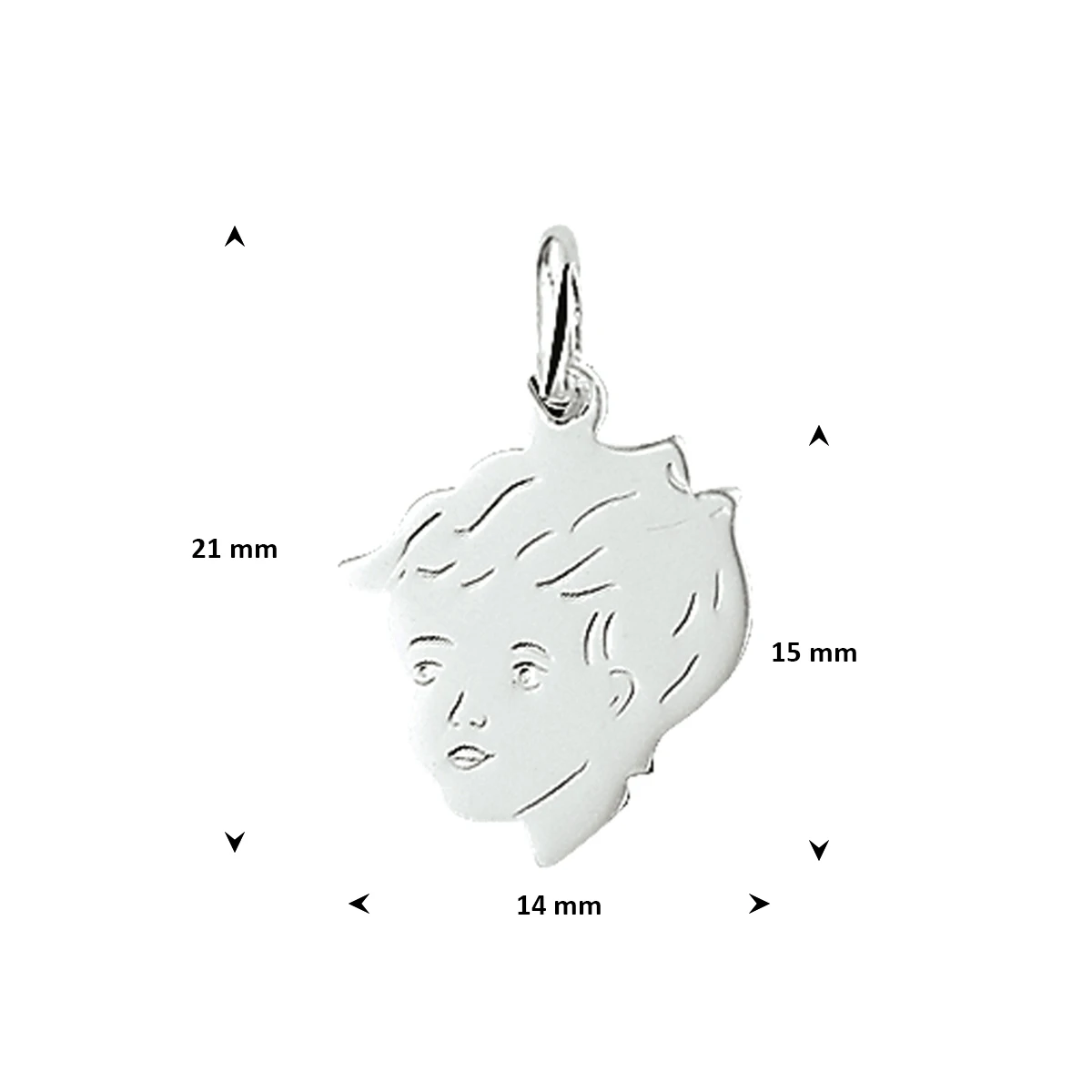 hanger jongen 14 x 17,5 mm zilver wit
