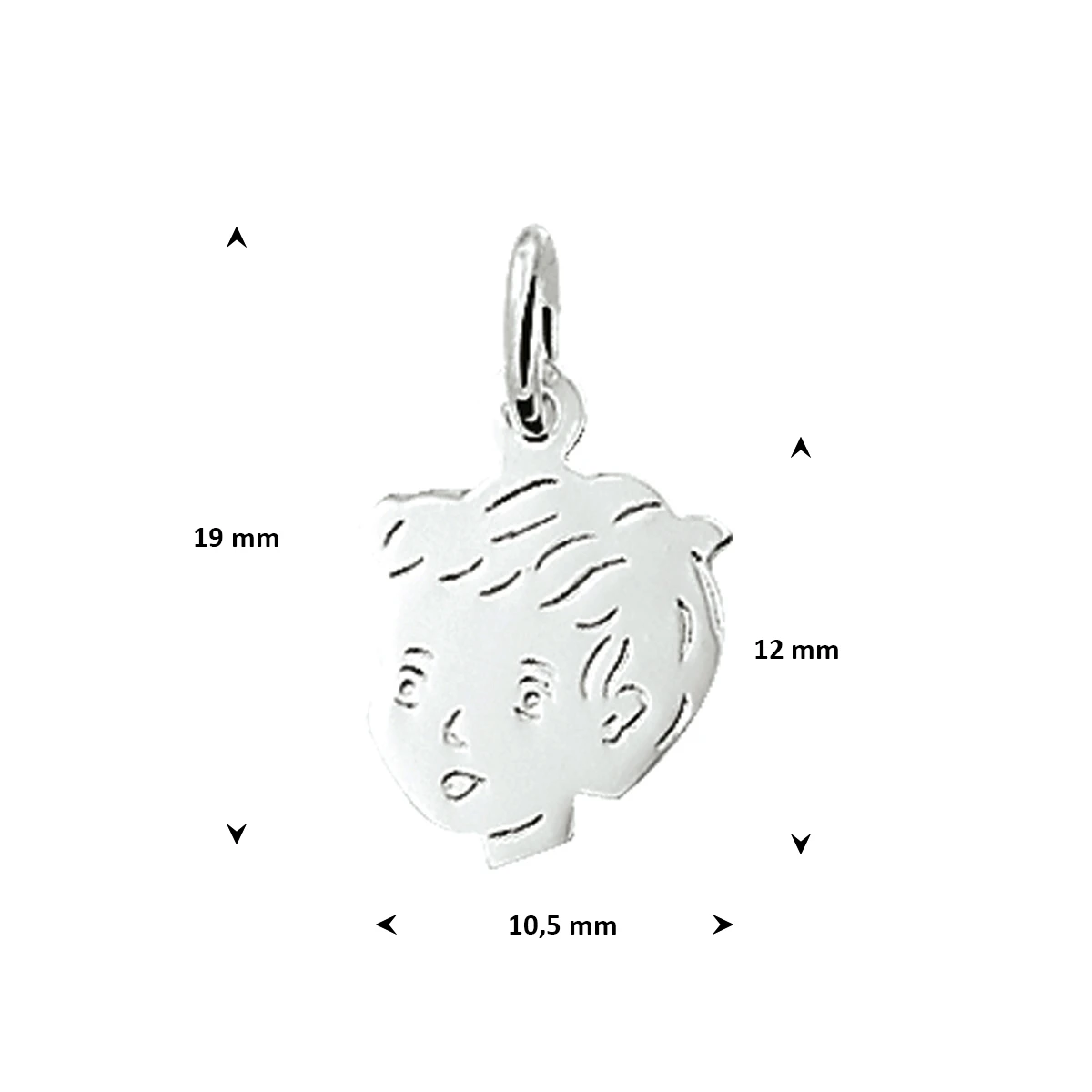 hanger jongen 15 x 11,5 mm zilver wit