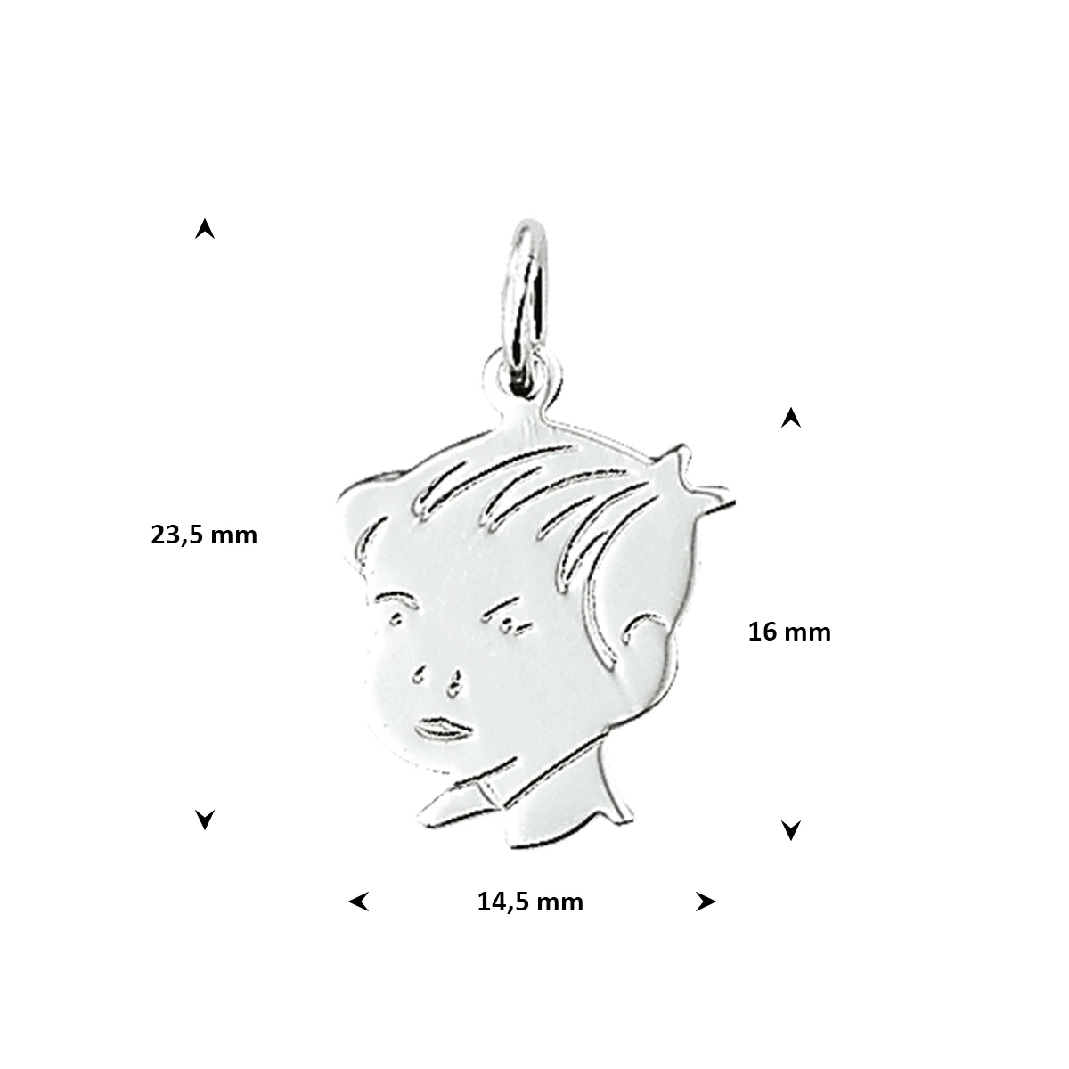 hanger jongen 19 x 14,5 mm zilver wit