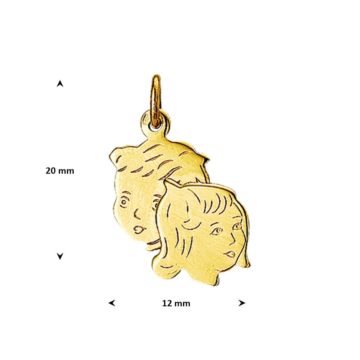 hanger jongen en meisje  20 mm 14K geelgoud