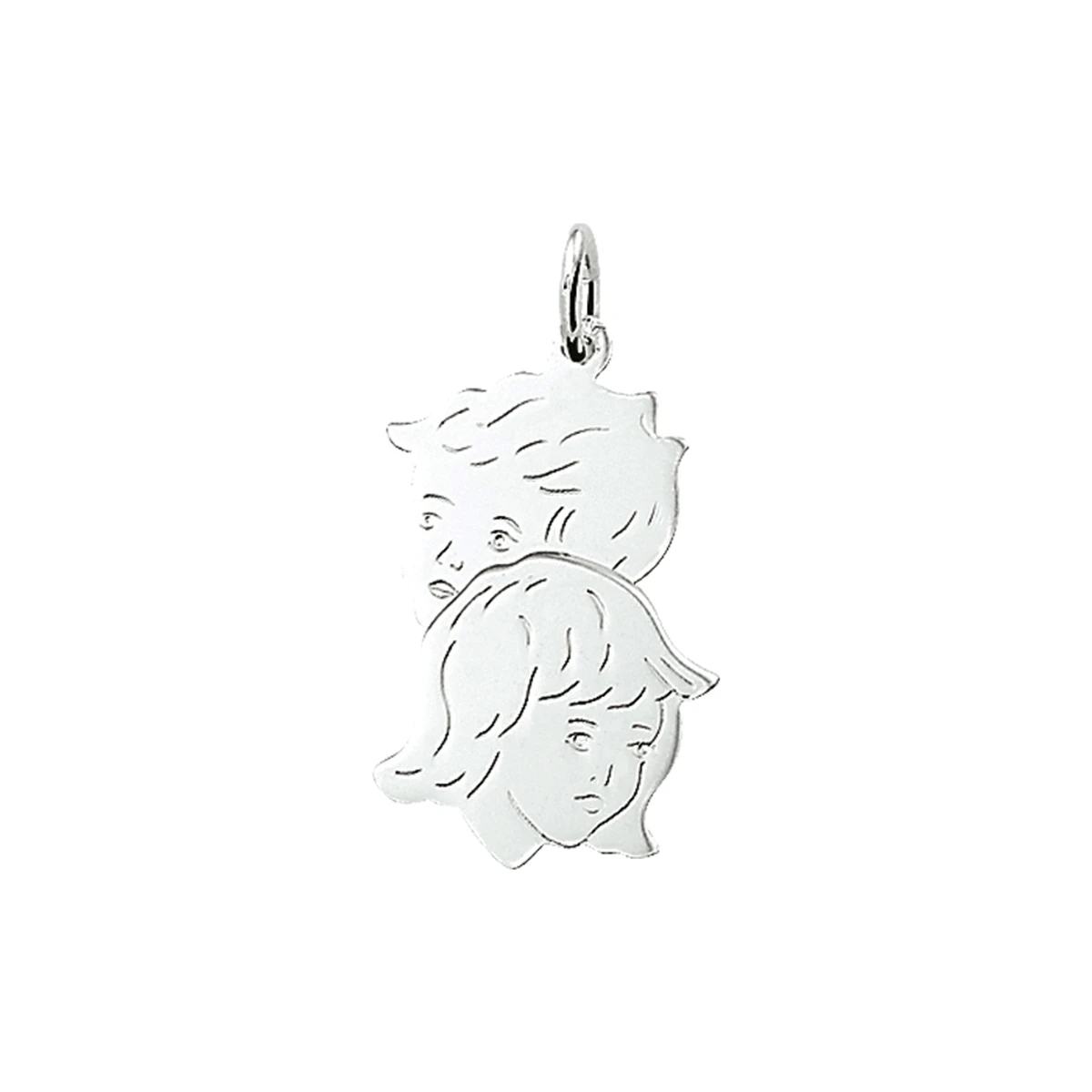 hanger jongen en meisje 25,5 x 16 mm zilver wit