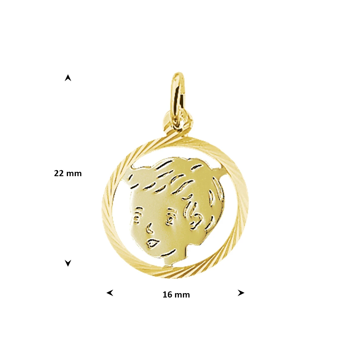hanger jongen gediamanteerd 16 mm 14K geelgoud