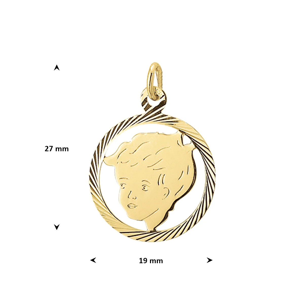 hanger jongen gediamanteerd 19 mm 14K geelgoud