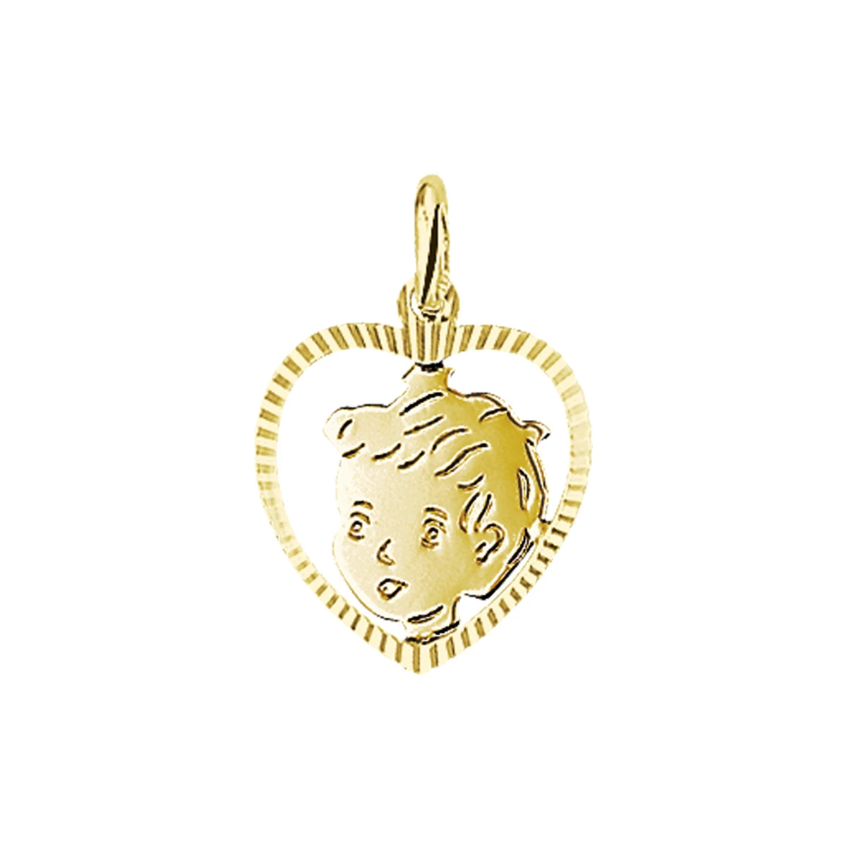 hanger jongen hart gediamanteerd 16,5 mm 14K geelgoud