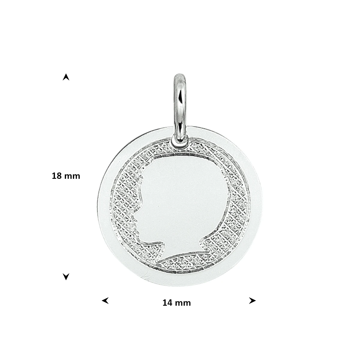 hanger jongen poli/mat 12 t/m 16 mm zilver gerhodineerd