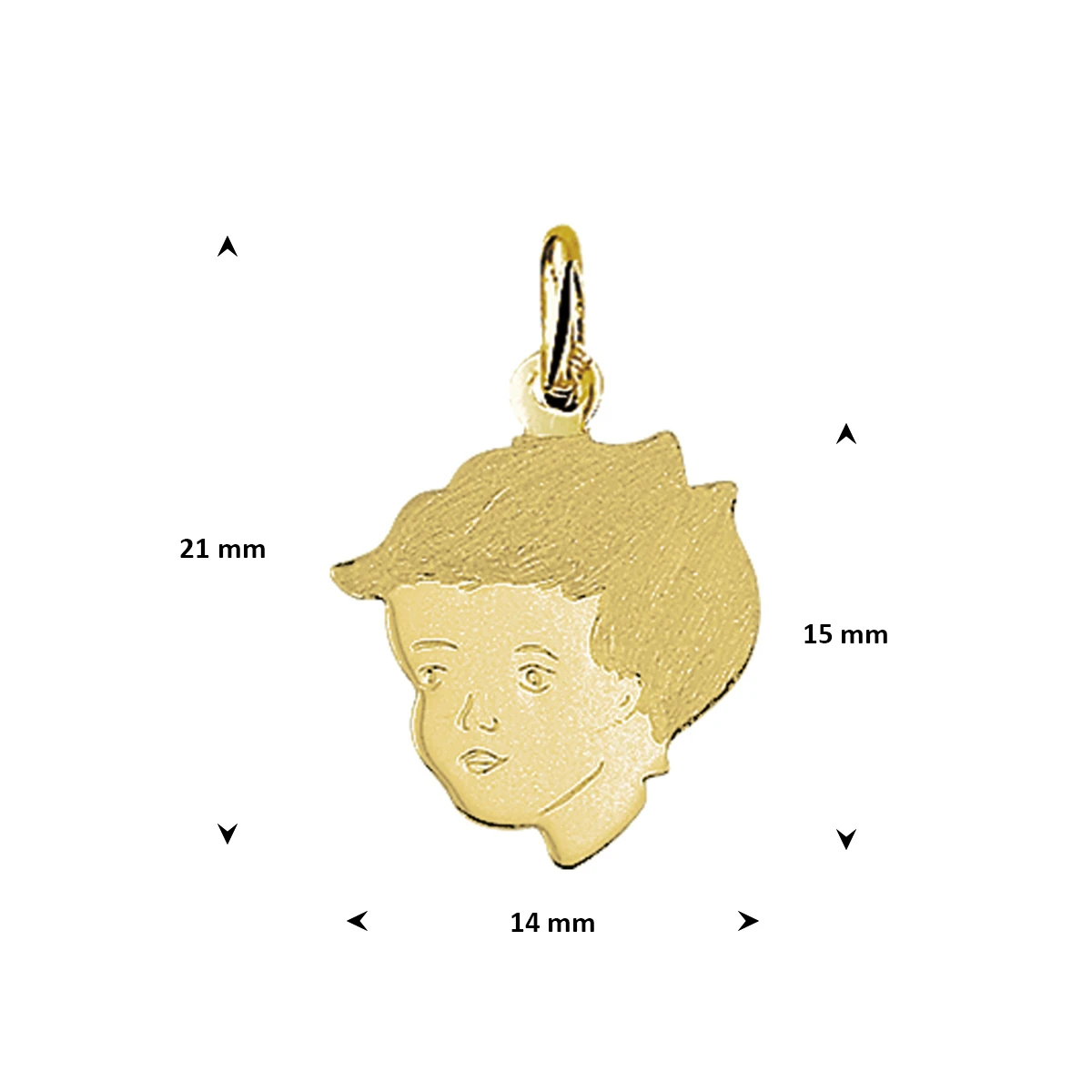 hanger jongen poli/mat 15 mm 14K geelgoud